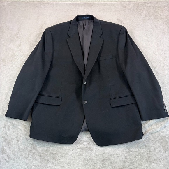 Vintage Ralph Lauren Sports Coat Blazer in Black Wool Cashmere Men 52 Desinger